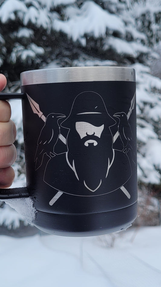 The Odin "Allfather’s" Brew | 15oz Laser-Etched Stainless Steel Viking Norse Mythology Camp Mug