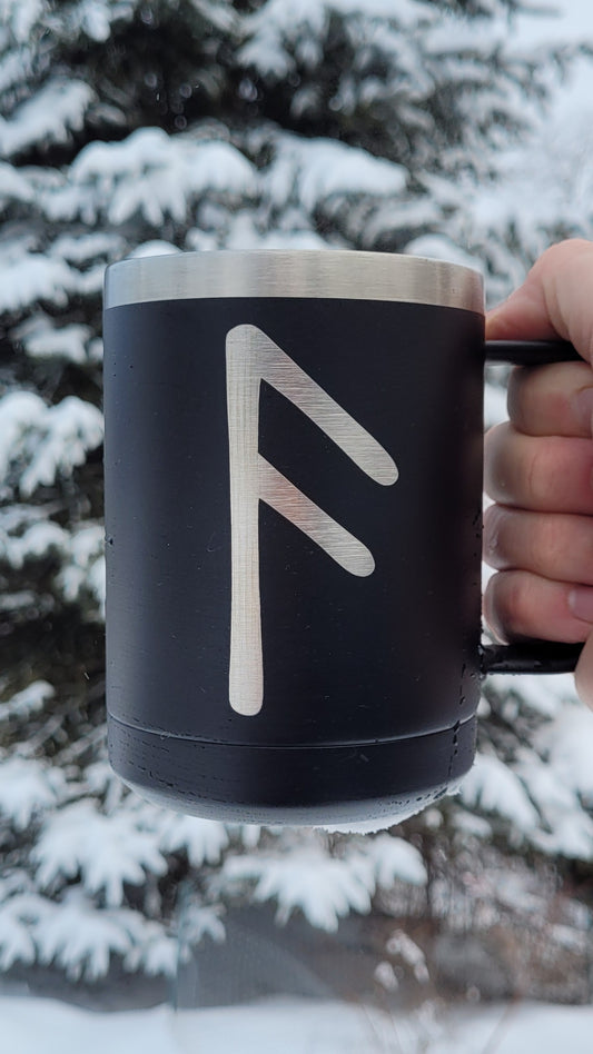 The Odin "Allfather’s" Brew | 15oz Laser-Etched Stainless Steel Viking Norse Mythology Camp Mug